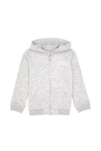 US Polo Assn. Girls' Light Gray Melanj Hooded Zippered Basic Sweatshirt - Image 3