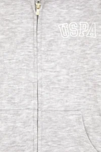 US Polo Assn. Girls' Light Gray Melanj Hooded Zippered Basic Sweatshirt - Image 5