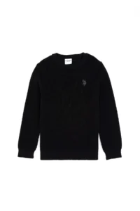 US Polo Assn. Girls' Black Crew Neck Basic Sweater - Image 3