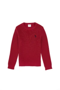 US Polo Assn. Girls' Koyu Raspberry Crew Neck Basic Sweater - Image 3