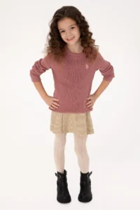 US Polo Assn. Girls' Orchid Crew Neck Basic Sweater - Image 2