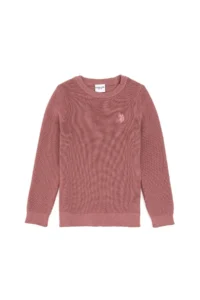 US Polo Assn. Girls' Orchid Crew Neck Basic Sweater - Image 3