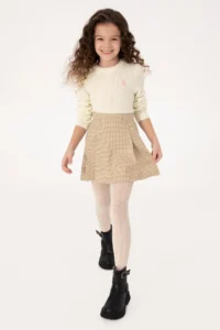US Polo Assn. Girls' Cream Crew Neck Basic Sweater - Image 2