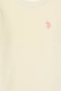 US Polo Assn. Girls' Cream Crew Neck Basic Sweater - Image 6