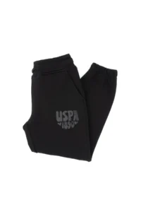 US Polo Assn. Girls' Black Glitter Print Detailed Jogger Sweatpants - Image 5