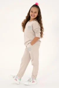 US Polo Assn. Girls' Stone Glitter Print Detailed Jogger Sweatpants - Image 2