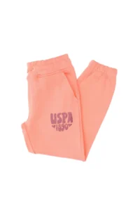 US Polo Assn. Girls' Neon Pink Glitter Print Detailed Jogger Sweatpants - Image 3