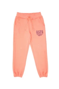 US Polo Assn. Girls' Neon Pink Glitter Print Detailed Jogger Sweatpants - Image 4