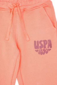 US Polo Assn. Girls' Neon Pink Glitter Print Detailed Jogger Sweatpants - Image 6
