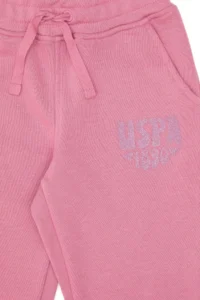 US Polo Assn. Girls' Pink Glitter Print Detailed Jogger Sweatpants - Image 6
