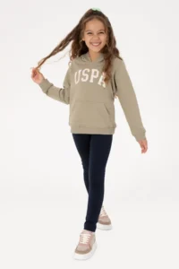 US Polo Assn. Girls' Navy Blue Scuba Material Fleece Leggings - Image 2