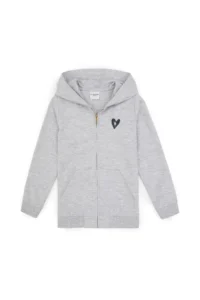 US Polo Assn. Girls' Light Gray Melanj Hooded Zippered Sweatshirt - Image 3