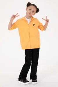 US Polo Assn. Girls' Mango Hooded Zippered Sweatshirt - Image 2