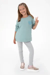 US Polo Assn. Girls' Light Gray Melanj Leggings - Image 2
