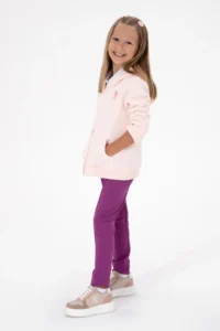 US Polo Shirt Assn. Girls' Violet ribbed interlock Leggings - Image 2
