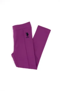 US Polo Shirt Assn. Girls' Violet ribbed interlock Leggings - Image 3