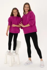 US Polo Assn. Girls' Black ribbed interlock Leggings - Image 2