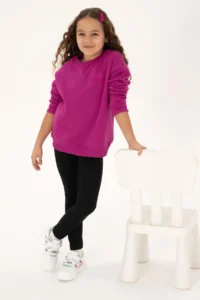 US Polo Assn. Girls' Black ribbed interlock Leggings - Image 3