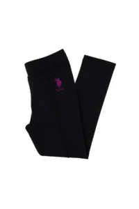 US Polo Assn. Girls' Black ribbed interlock Leggings - Image 5