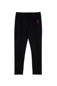 US Polo Assn. Girls' Black ribbed interlock Leggings - Image 6