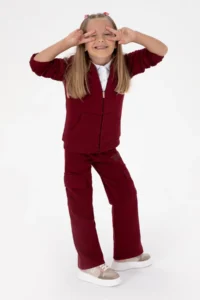 US Polo Assn. Girls' Burgundy Pocket Detailed Shiny Printed Sweatpants - Image 2