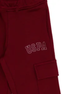 US Polo Assn. Girls' Burgundy Pocket Detailed Shiny Printed Sweatpants - Image 6