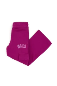US Polo Assn. Girls' Fuchsia Pocket Detailed Shiny Printed Sweatpants - Image 3