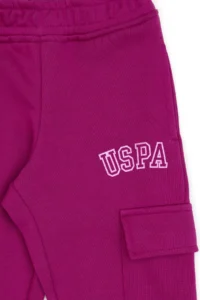 US Polo Assn. Girls' Fuchsia Pocket Detailed Shiny Printed Sweatpants - Image 6