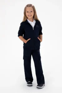 US Polo Assn. Girls' Navy Blue Pocket Detailed Shiny Printed Sweatpants - Image 2