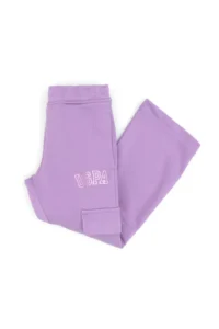 US Polo Assn. Girls' Lilac Pocket Detailed Shiny Printed Sweatpants - Image 3