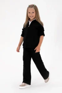 US Polo Assn. Girls' Black Pocket Detailed Shiny Printed Sweatpants - Image 2
