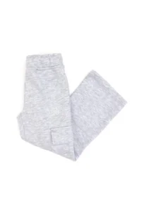 US Polo Assn. Girls' Light Gray Melange Pocket Detailed Shiny Printed Sweatpants - Image 2