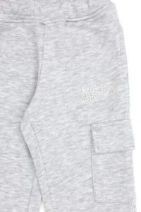 US Polo Assn. Girls' Light Gray Melange Pocket Detailed Shiny Printed Sweatpants - Image 5