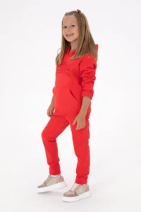 US Polo Assn. Girls' Red Fleece Jogger Sweatpants - Image 2