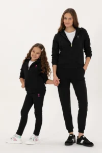 US Polo Assn. Girls' Black Fleece Jogger Sweatpants - Image 2