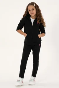 US Polo Assn. Girls' Black Fleece Jogger Sweatpants - Image 3