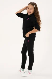 US Polo Assn. Girls' Black Fleece Jogger Sweatpants - Image 4