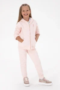 US Polo Assn. Girls' Light Pink Fleece Jogger Sweatpants - Image 2