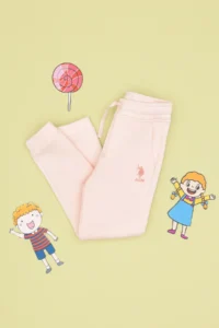 US Polo Assn. Girls' Light Pink Fleece Jogger Sweatpants - Image 3
