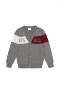 US Polo Assn. Boys' Gray Melanj Knitwear Cardigan