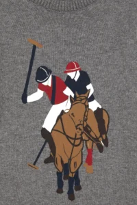 US Polo Assn. Boys' Gray Melanj Crew Neck Sweater - Image 3