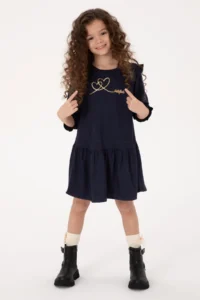 US Polo Assn. Girls' Navy Blue Weaving Dress - Image 2