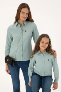 US Polo Assn. Girls' Mint Long Sleeve Basic Shirt - Image 2