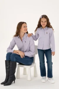 US Polo Assn. Girls' Lilac Long Sleeve Basic Shirt