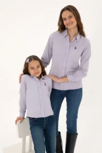 US Polo Assn. Girls' Lilac Long Sleeve Basic Shirt - Image 2