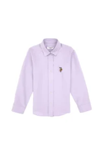 US Polo Assn. Girls' Lilac Long Sleeve Basic Shirt - Image 5
