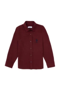 US Polo Assn. Girls' Burgundy Long Sleeve Basic Shirt - Image 3