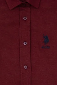US Polo Assn. Girls' Burgundy Long Sleeve Basic Shirt - Image 5