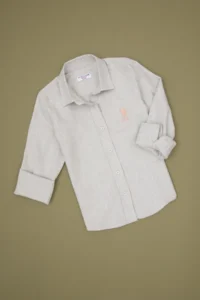 US Polo Assn. Girls' Cream Melanj Long Sleeve Basic Shirt - Image 3