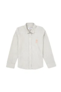 US Polo Assn. Girls' Cream Melanj Long Sleeve Basic Shirt - Image 4